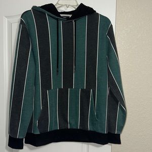 MENS LARGE STRIPPED BLACK HOODIE